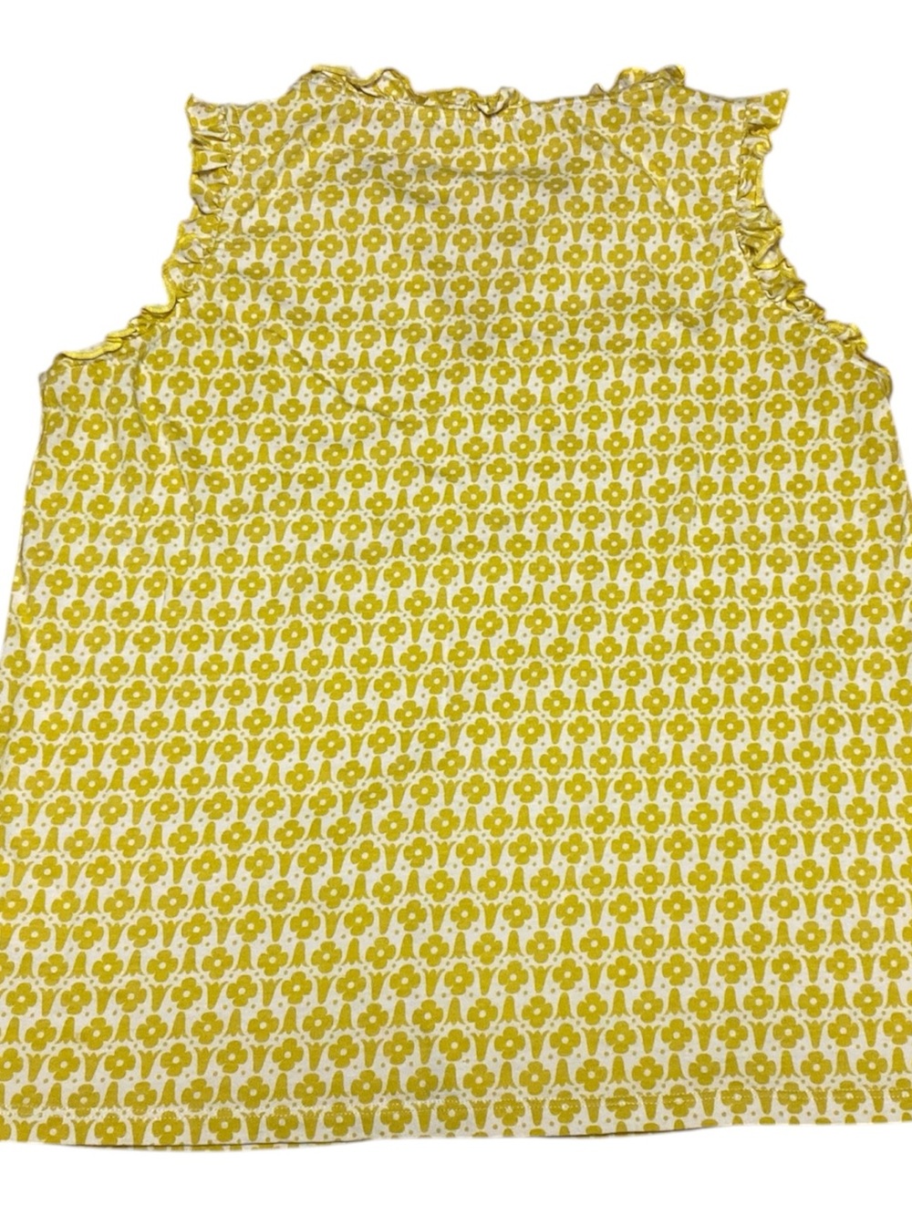 Boden Women’s Sleeveless Yellow & White Geometric Print V-Neck Ruffle Top Size 8 - Picture 8 of 9